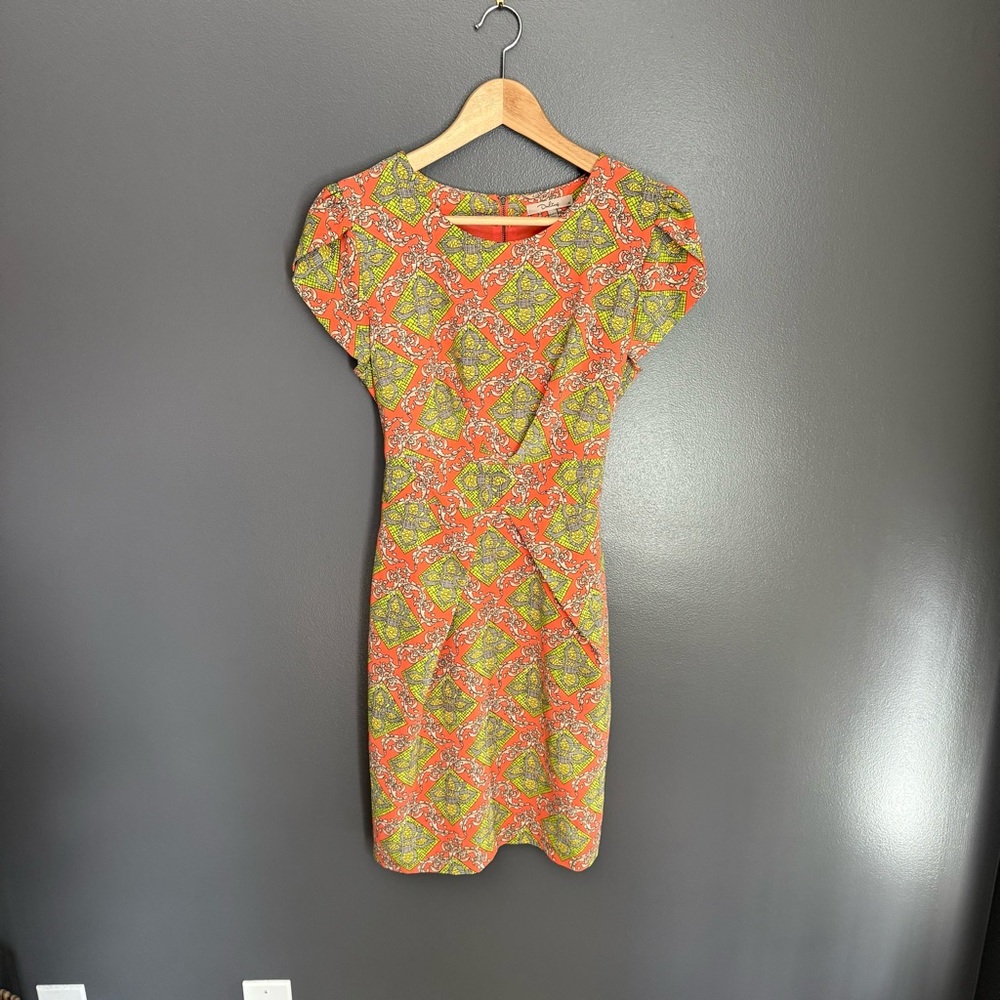 Darling Women Green and Orange Floral Tie Back Dress Size Small